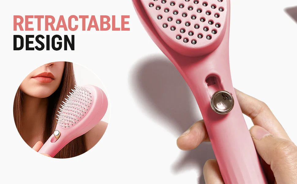 Frizzfree self cleaning hair brush for easy styling, anti-static technology massage comb
