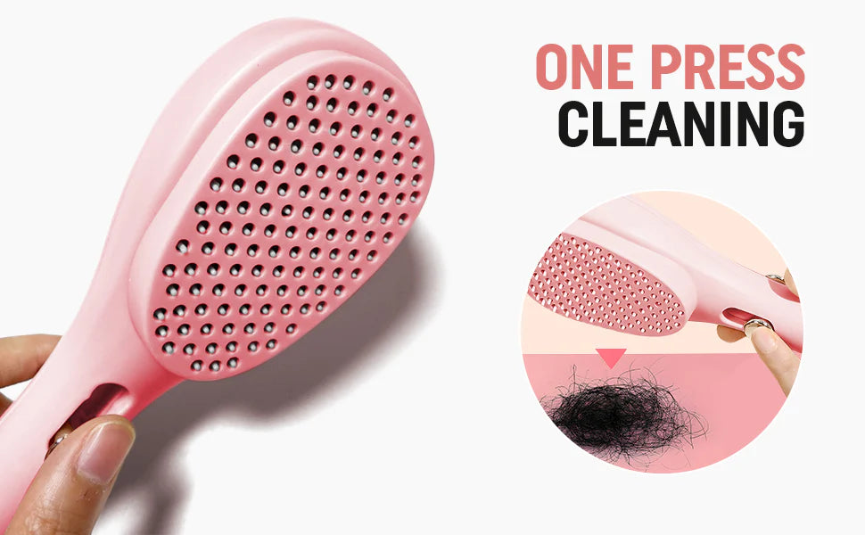 Frizzfree self cleaning hair brush for easy styling, anti-static technology massage comb