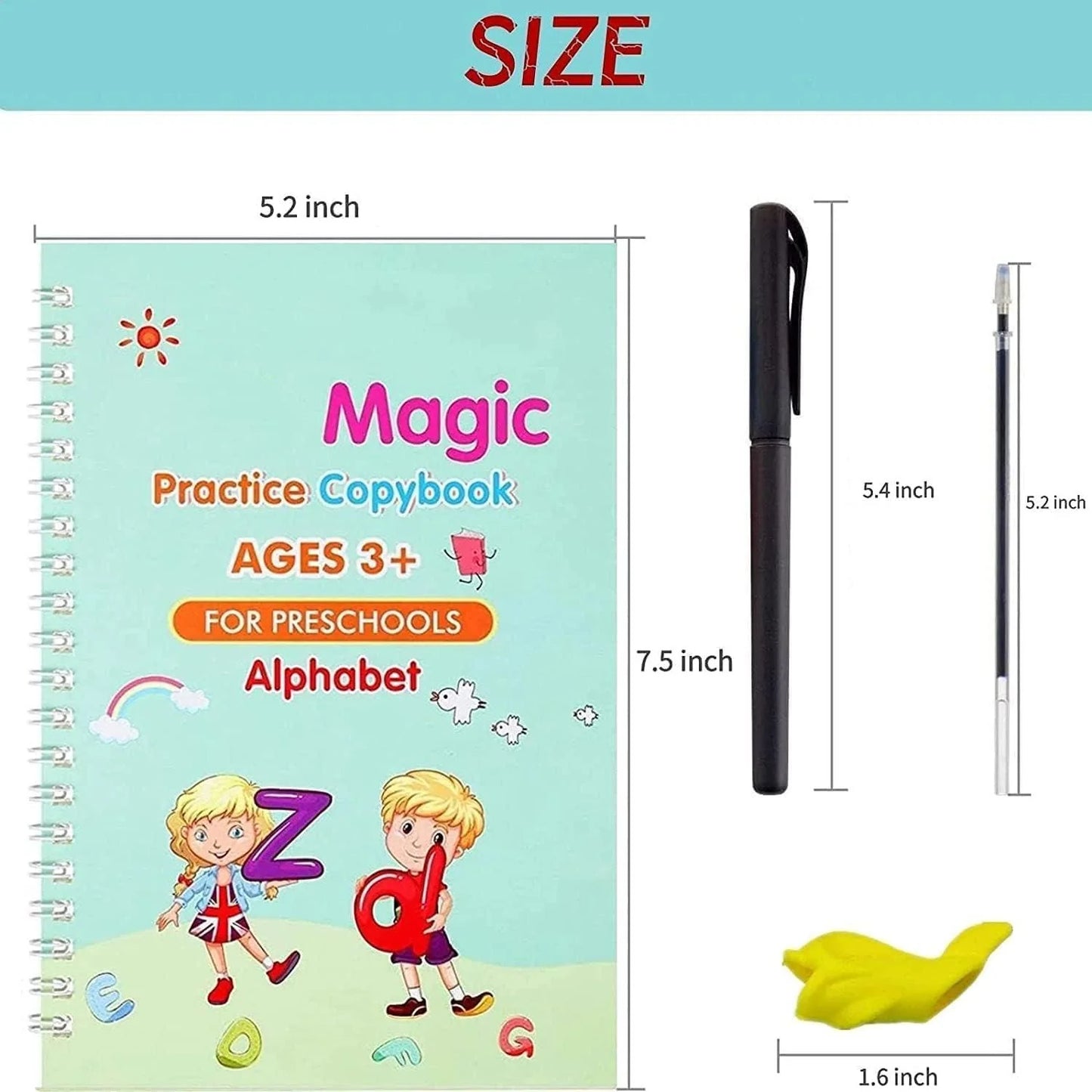 Magic Book for Kids, Magic Practice CopyBook, MagicWrite Self-Erasing Handwriting Book