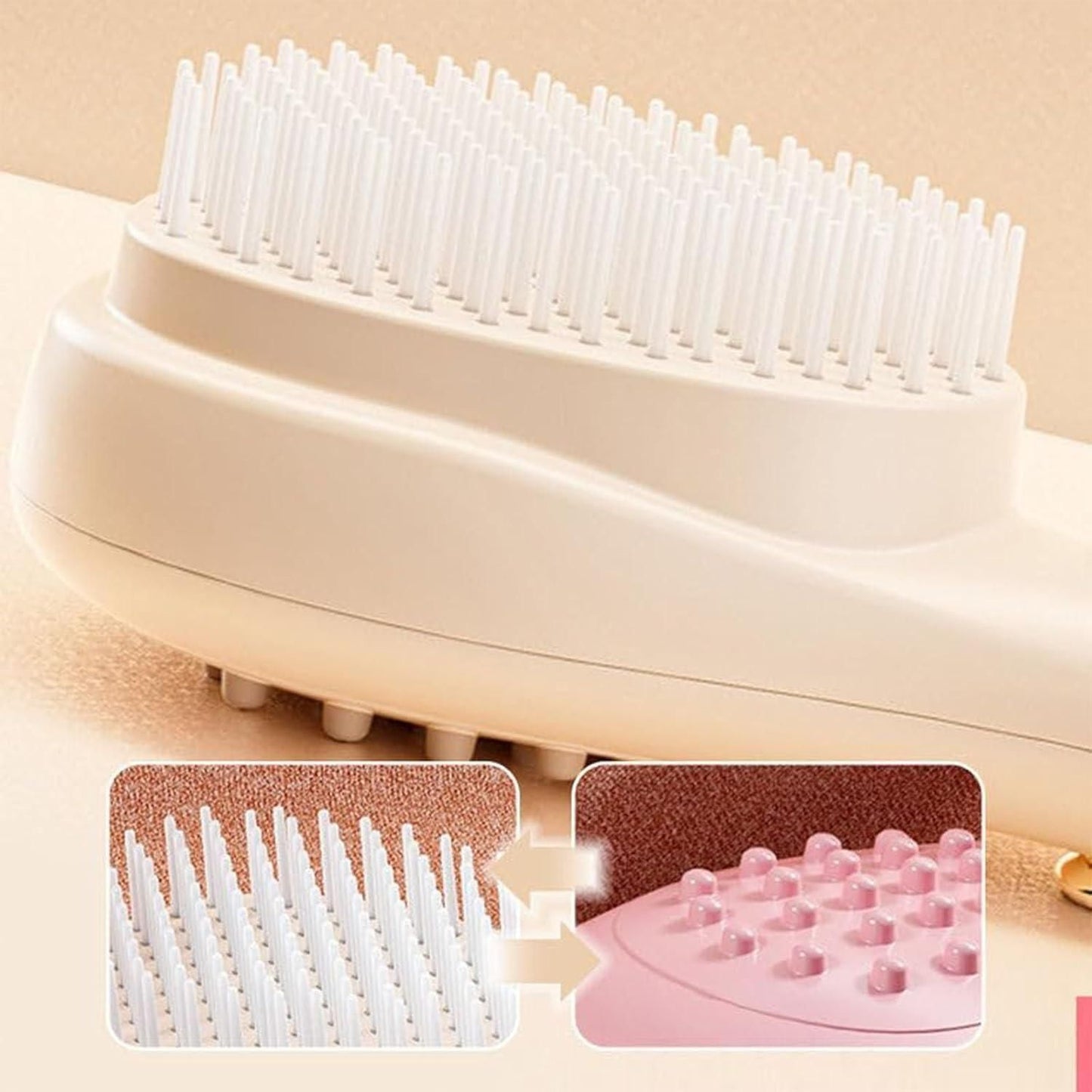 Frizzfree self cleaning hair brush for easy styling, anti-static technology massage comb