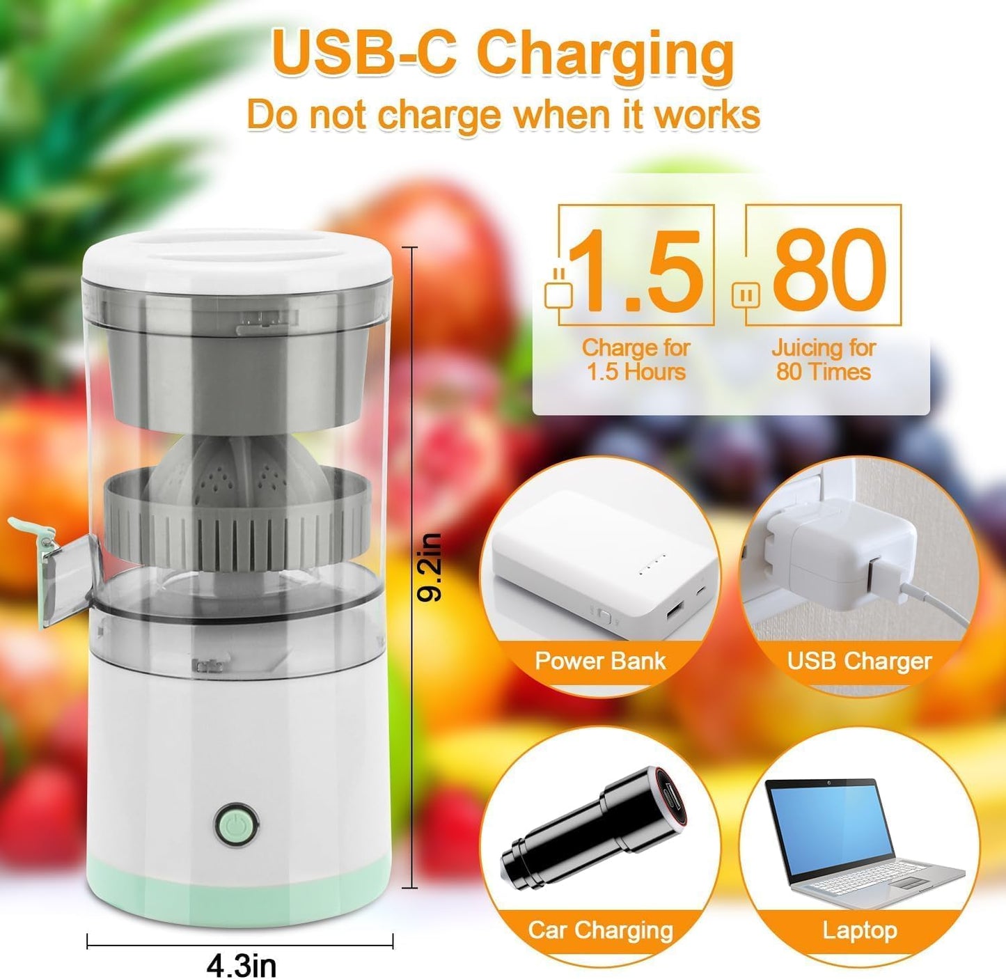 Portable USB Electric Rechargeable Juicer Blender Fresh Fruit Juice