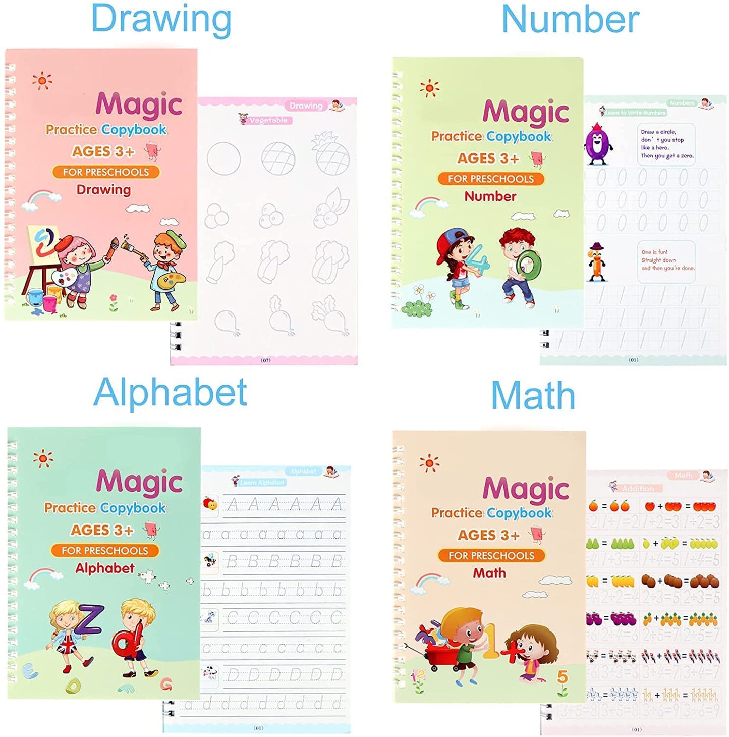 Magic Book for Kids, Magic Practice CopyBook, MagicWrite Self-Erasing Handwriting Book