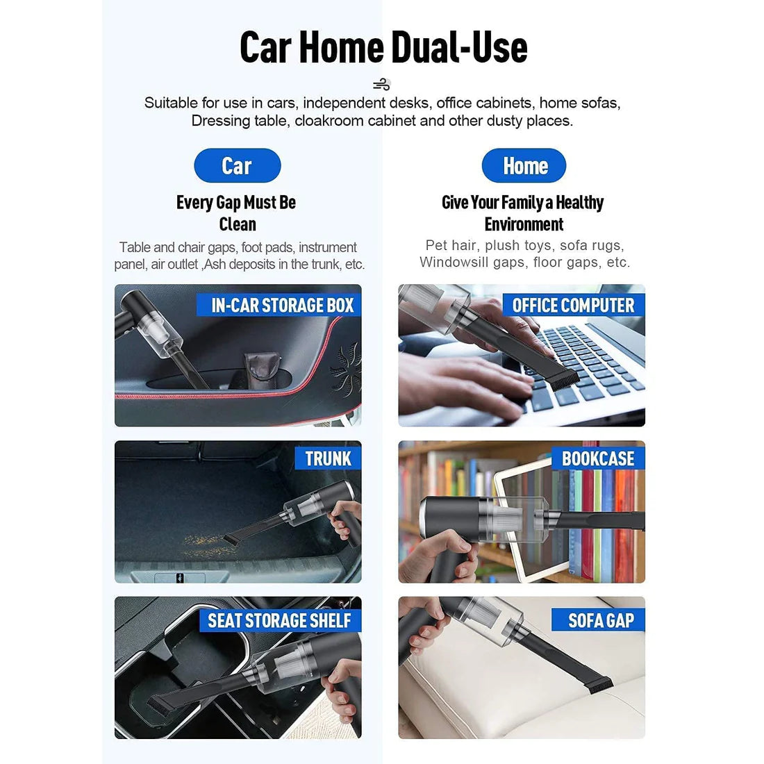 2‑in‑1 Cordless Handheld Car & Home Vacuum Cleaner with Blower