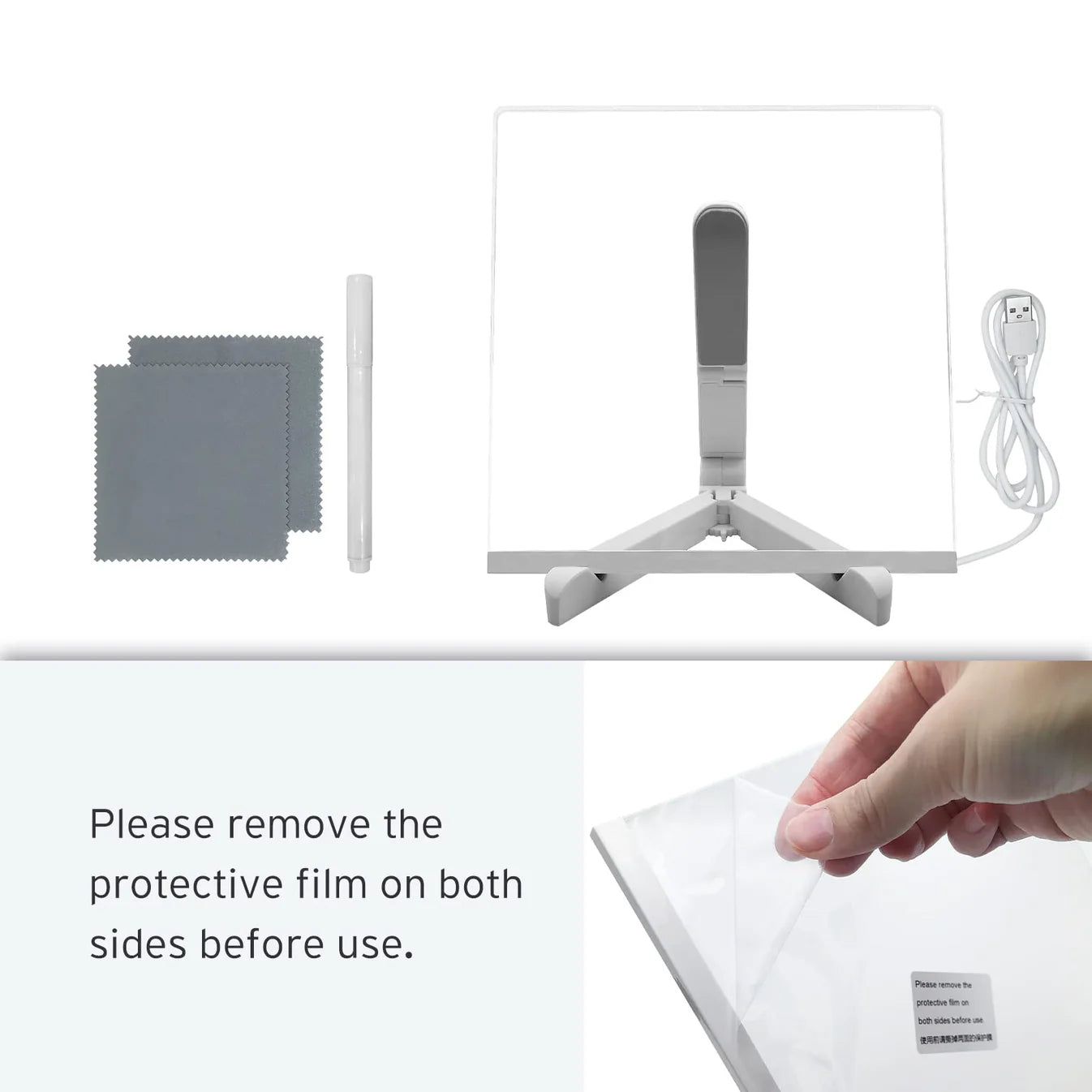 3D LED Light Glass Acrylic Writing Pad