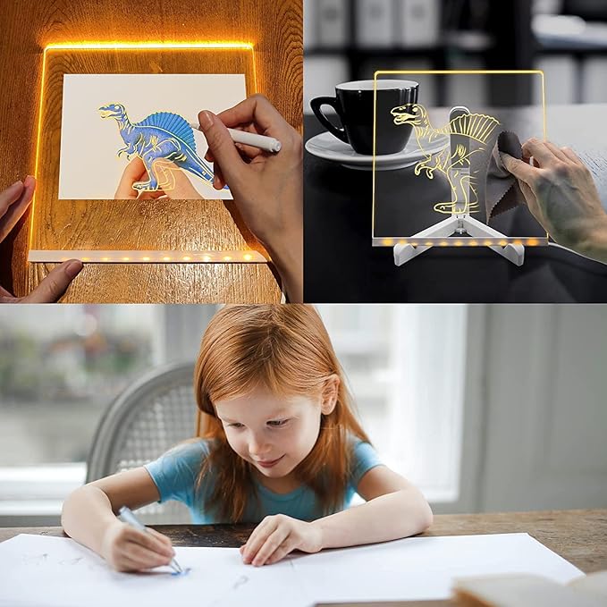 3D LED Light Glass Acrylic Writing Pad