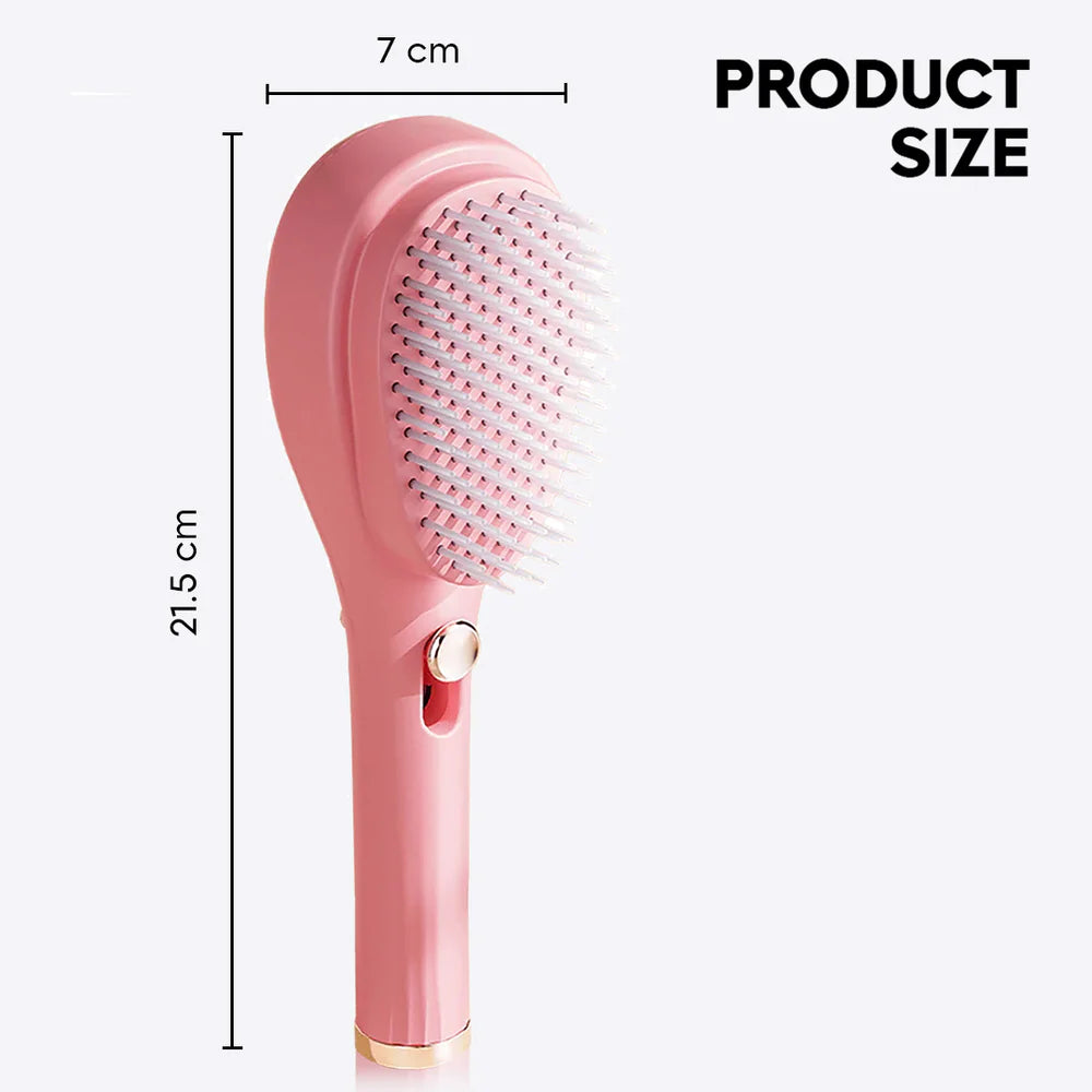 Frizzfree self cleaning hair brush for easy styling, anti-static technology massage comb